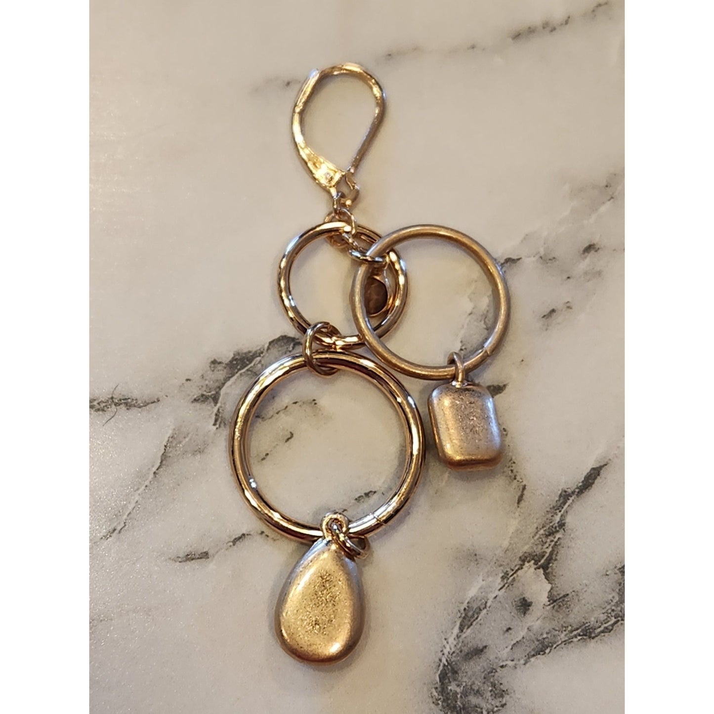 Chaps Gold-Tone Multi-Ring Drop Earrings With Green Accents