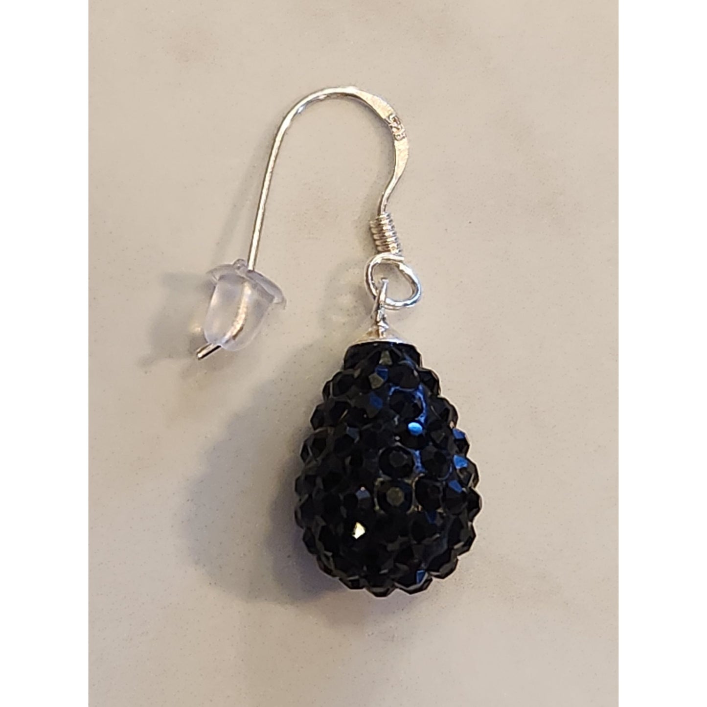 Sterling Silver Blue Crystal Teardrop Dangle Earrings