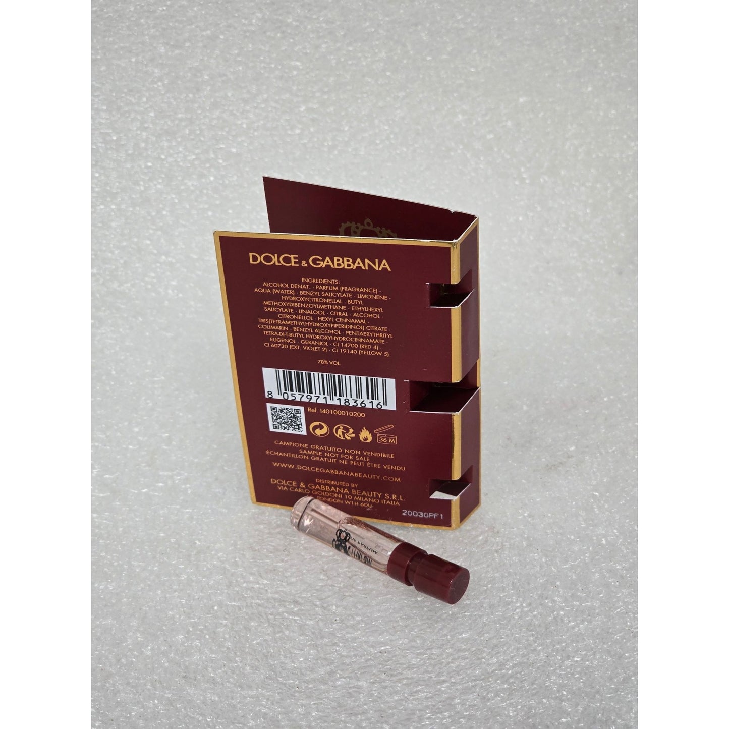 Dolce & Gabbana Q Eau De Parfum Perfume 1.5ml Sample Vial For Women