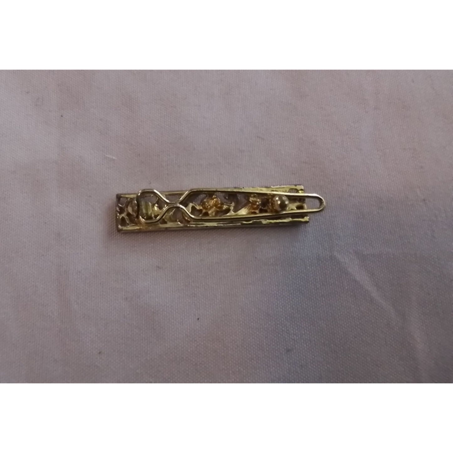 Vintage Gold-Tone Filigree Barrette Hair Clip