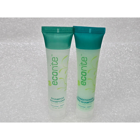 Ecorite Travel Size Shampoo & Conditioner Set 1 Oz All Hair Types Eco-Friendly