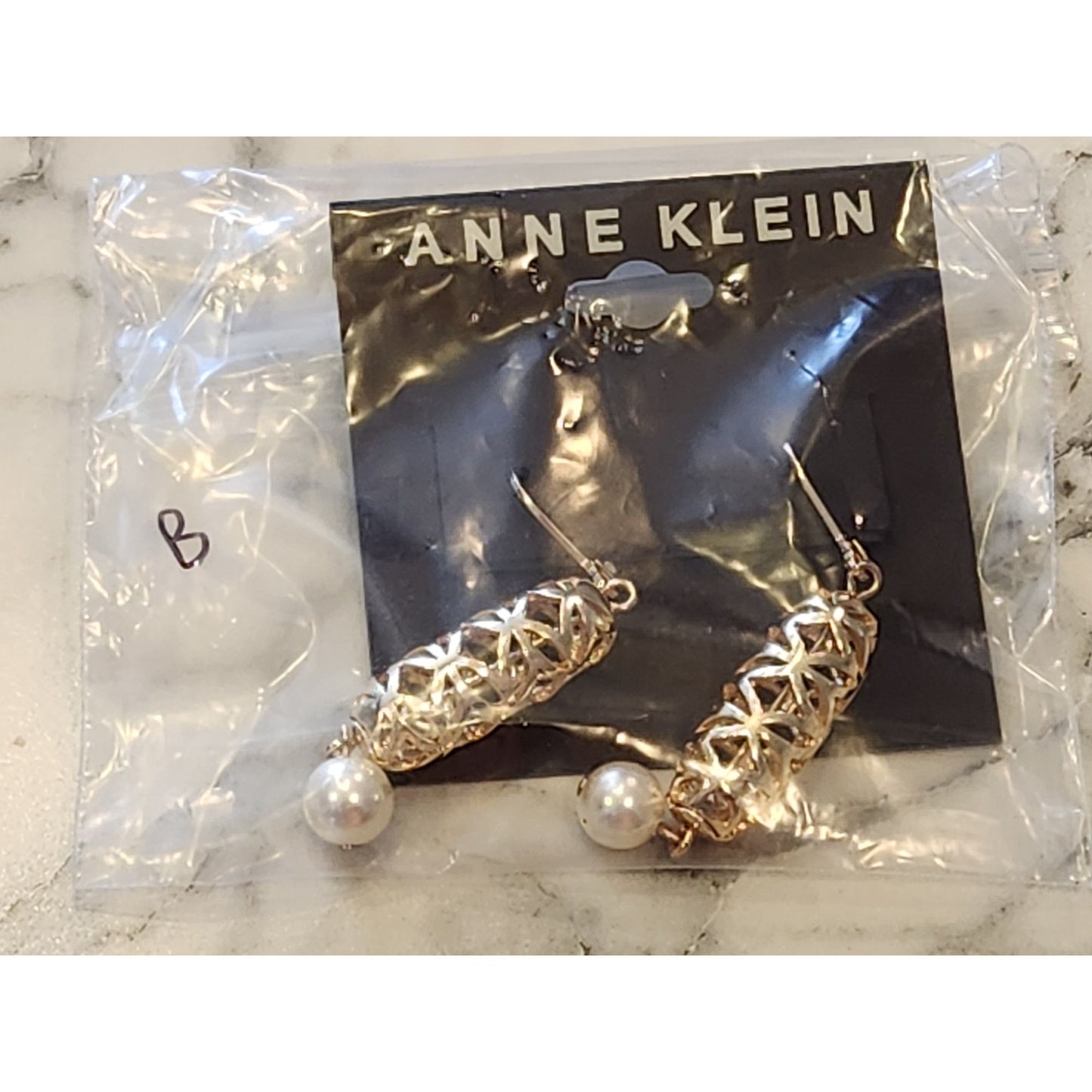 Anne Klein Gold-Tone Filigree Drop Earrings With Faux Pearl Accent