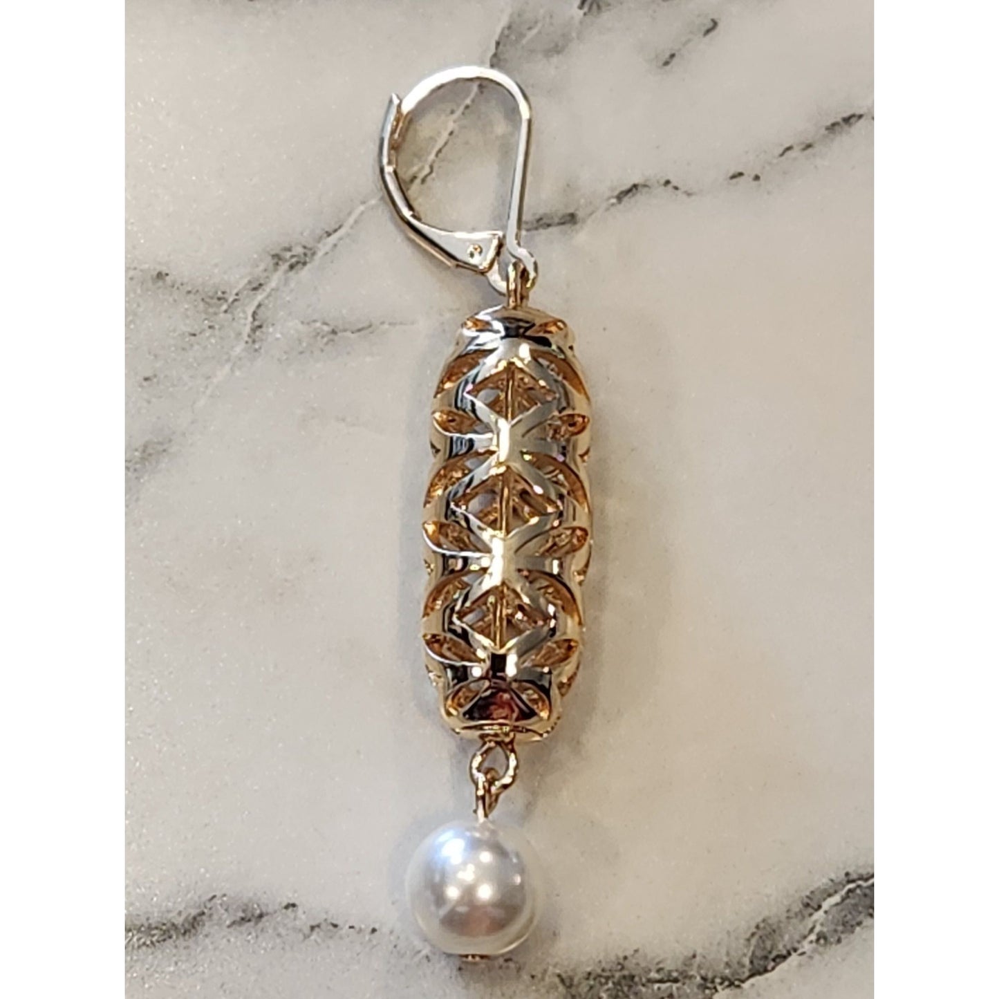 Anne Klein Gold-Tone Filigree Drop Earrings With Faux Pearl Accent