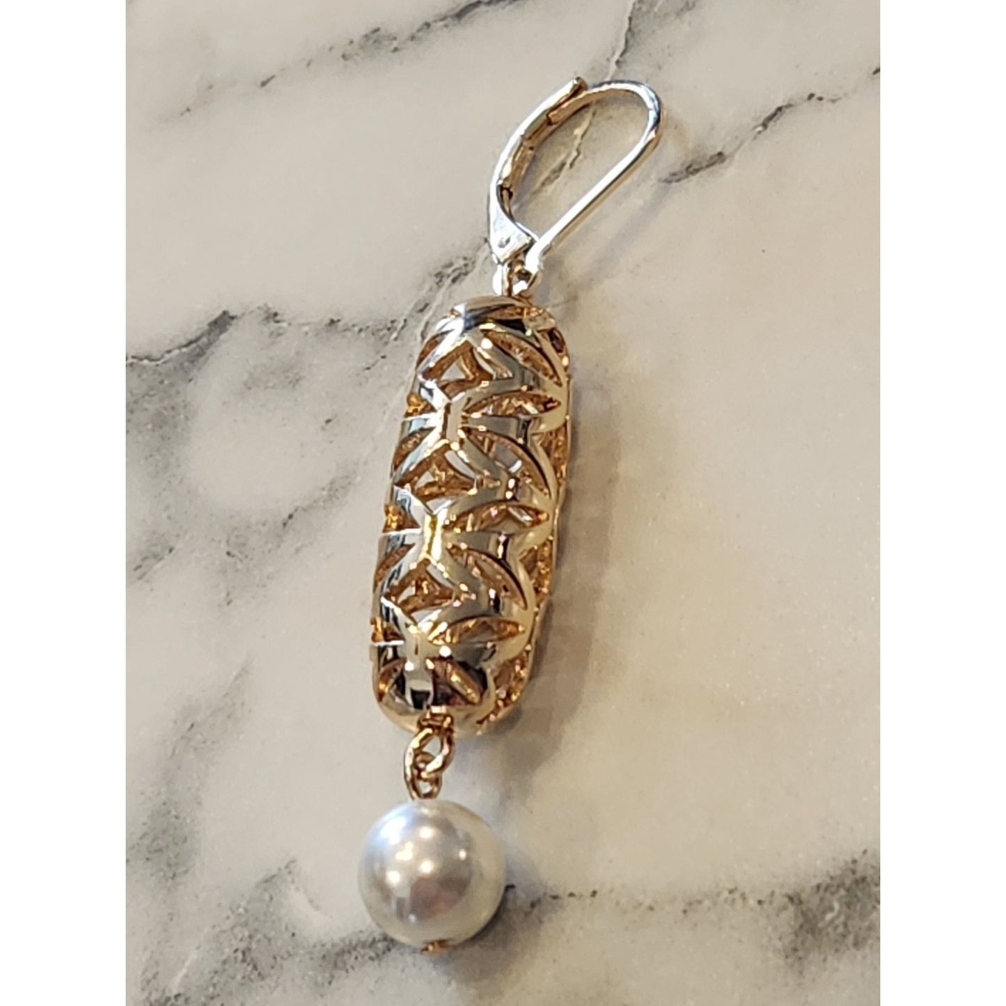 Anne Klein Gold-Tone Filigree Drop Earrings With Faux Pearl Accent
