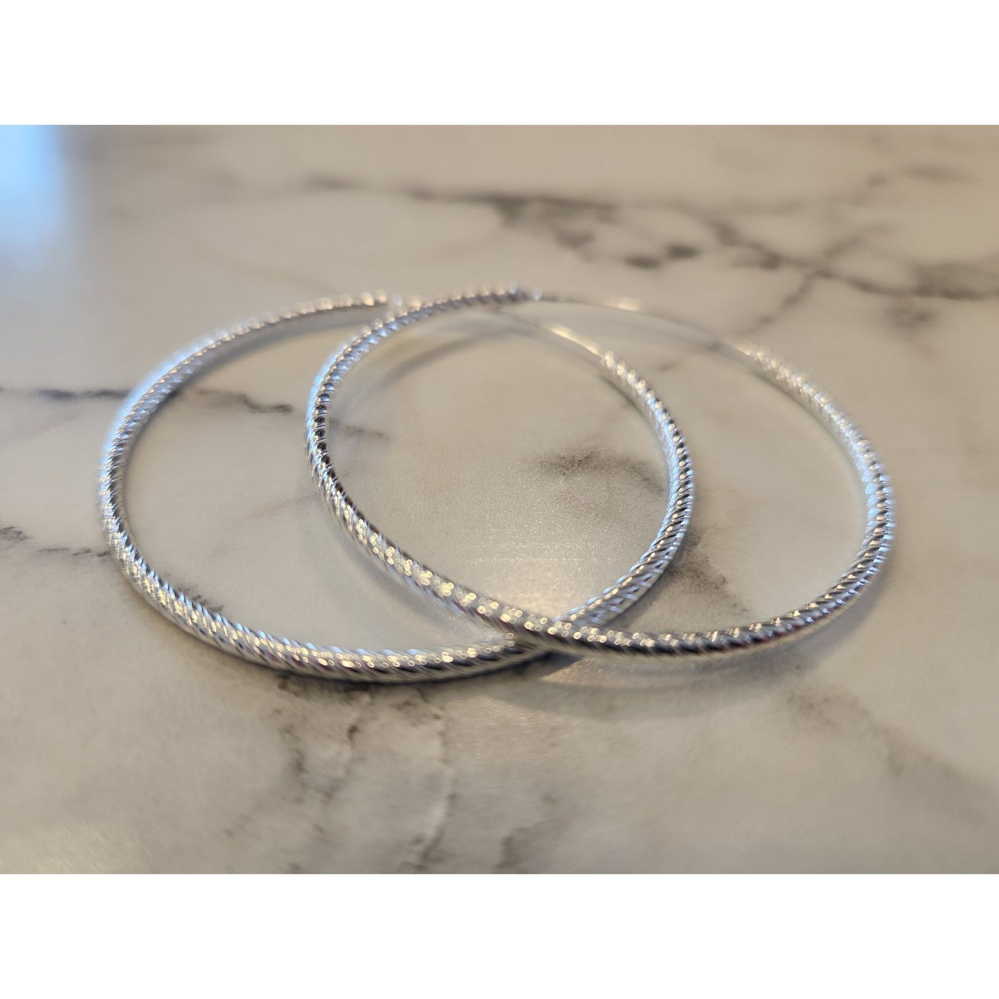 Sterling Silver Large Twisted Rope Pattern Hoop Earrings New With Tags