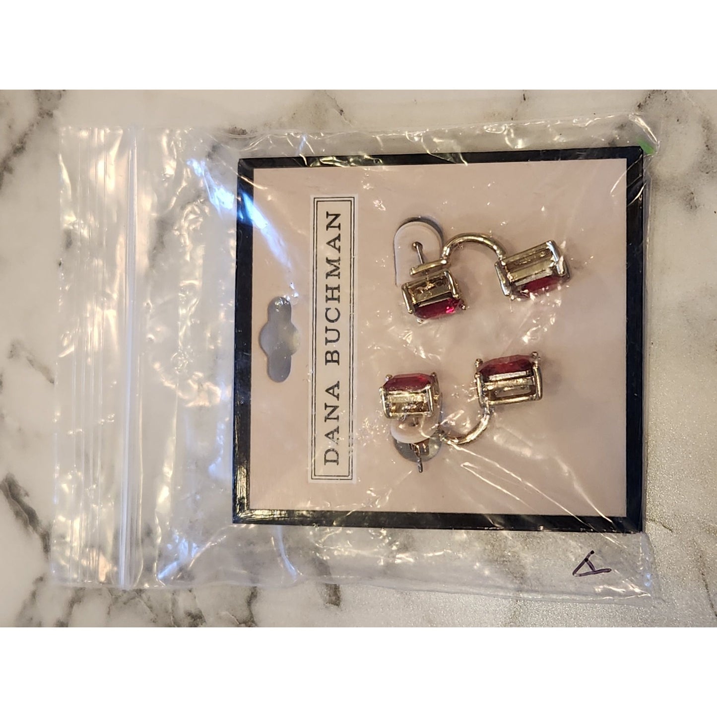 Dana Buchman Red & Gold-Tone Double Gemstone Drop Earrings