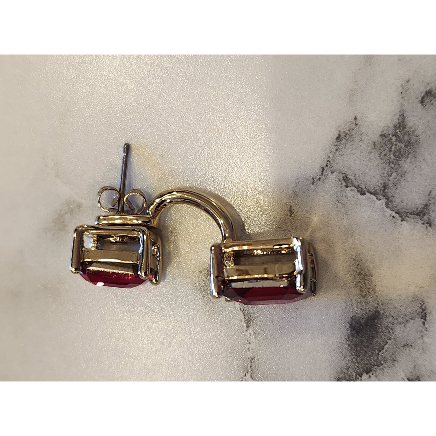 Dana Buchman Red & Gold-Tone Double Gemstone Drop Earrings