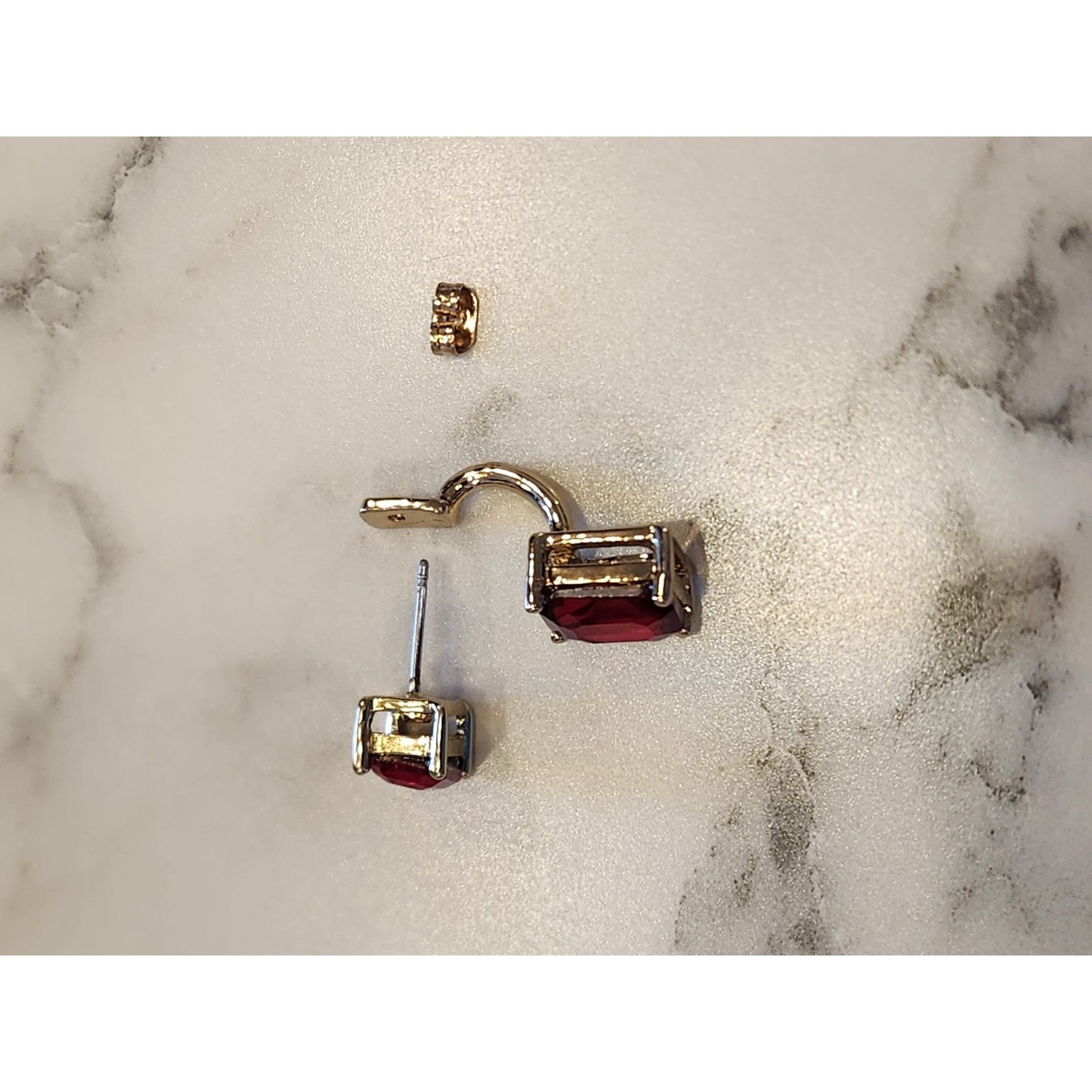 Dana Buchman Red & Gold-Tone Double Gemstone Drop Earrings