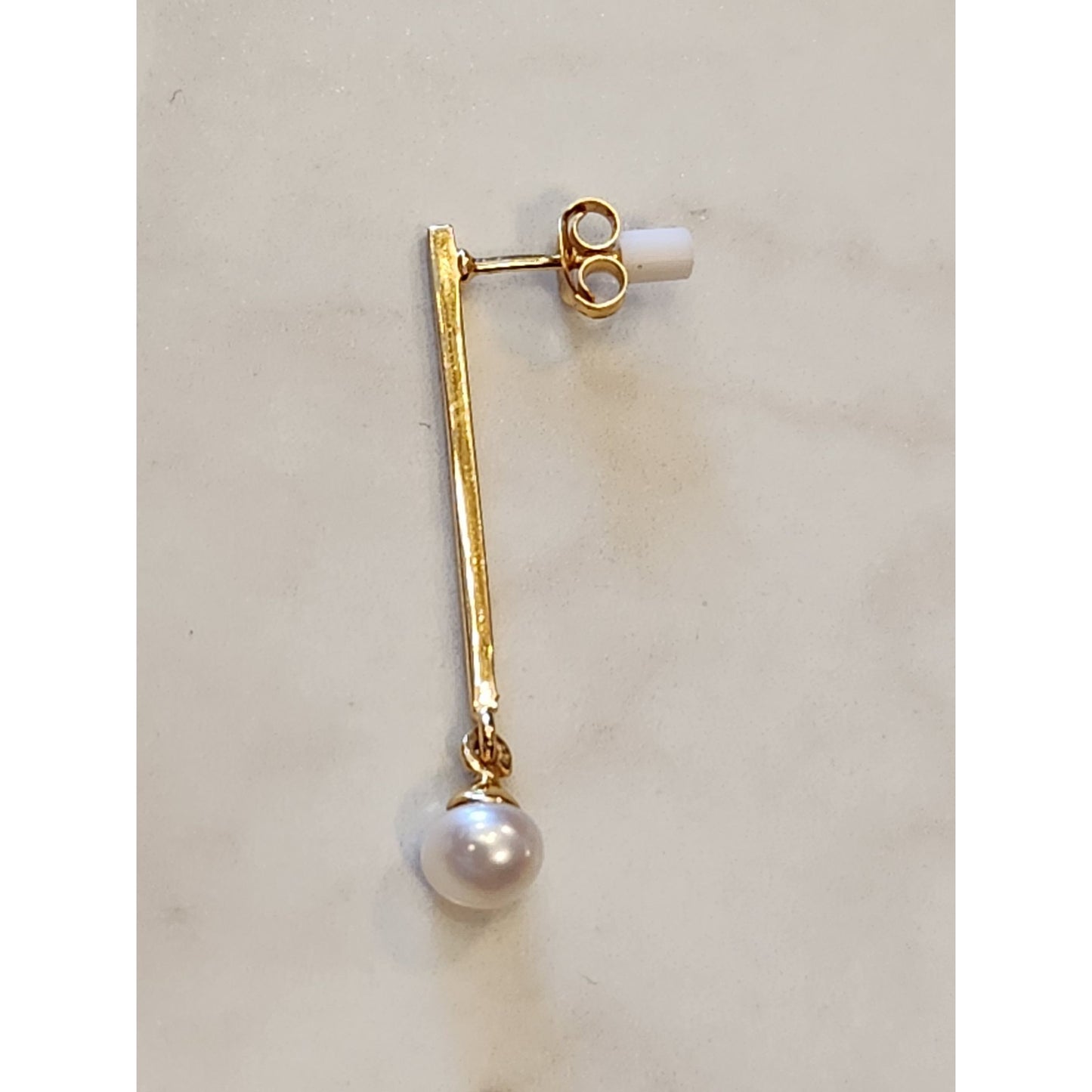 24K Gold Over Sterling Silver Faux Pearl Drop Earrings Primavera Italy Danecraft