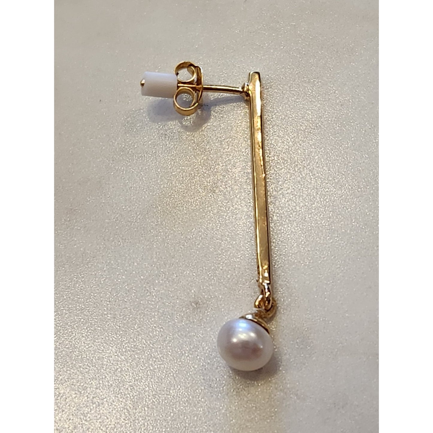 24K Gold Over Sterling Silver Faux Pearl Drop Earrings Primavera Italy Danecraft