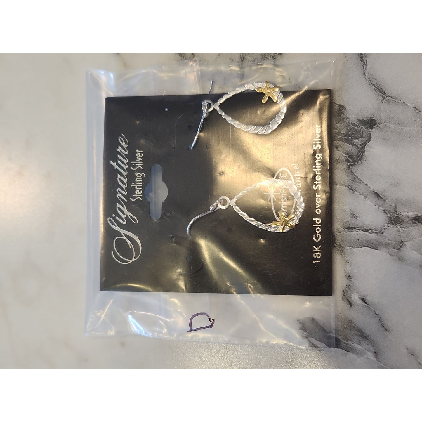 18K Gold Over Sterling Silver Teardrop Earrings With Starfish Accent