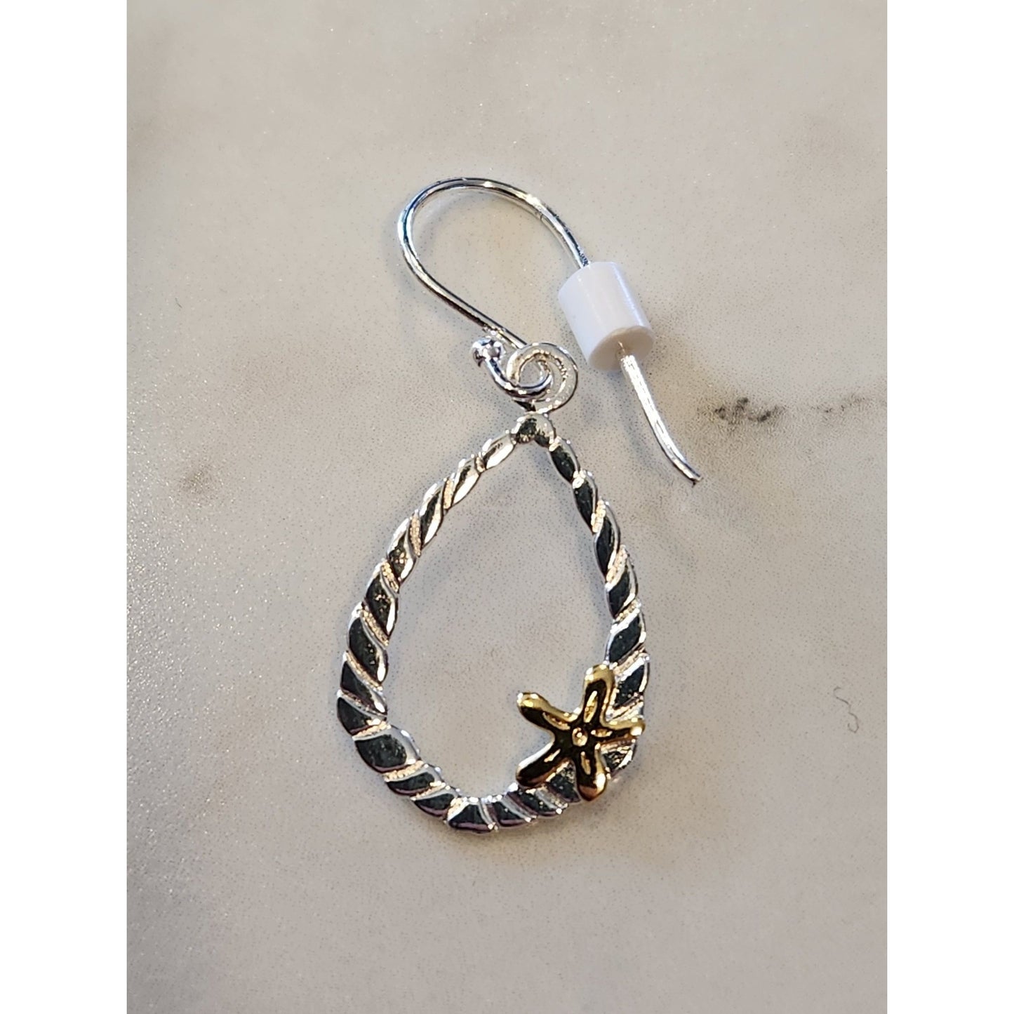 18K Gold Over Sterling Silver Teardrop Earrings With Starfish Accent