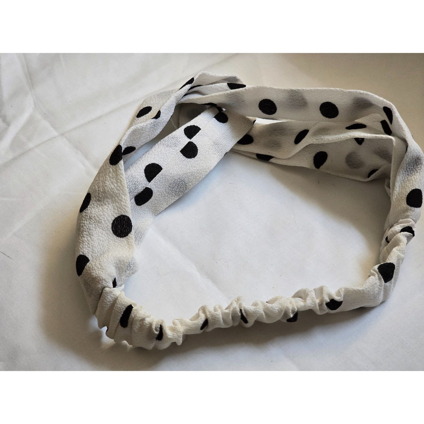 Black & White Polka Dot Elastic Twisted Headband For Women