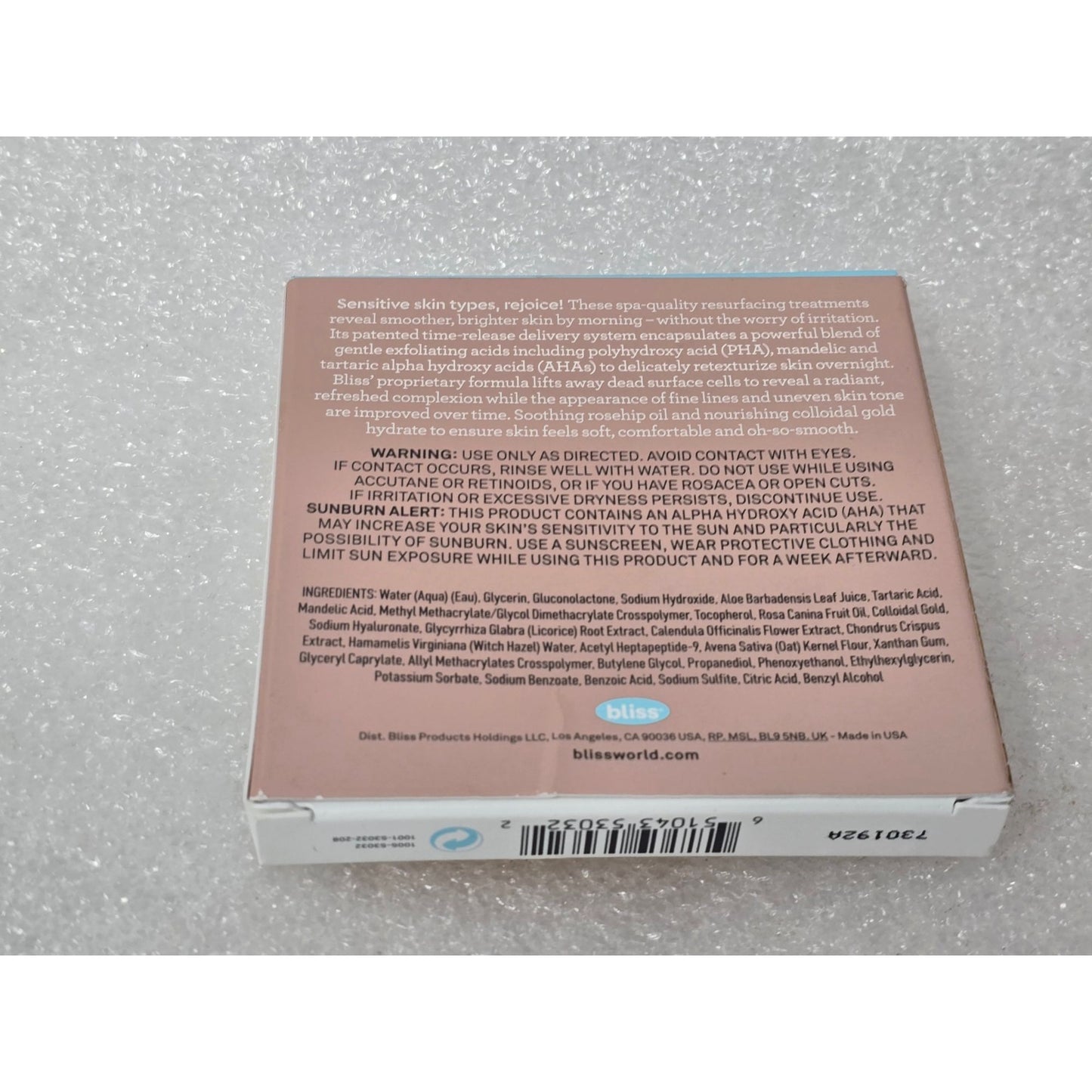 Bliss Rose Gold Rescue Gentle Resurfacing Peel 3 Facial Treatments