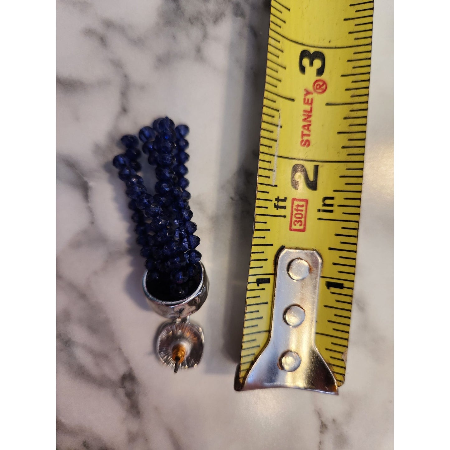 Blue Beaded Tassel Necklace & Earrings Set Nickel Free For Sensitive Ears