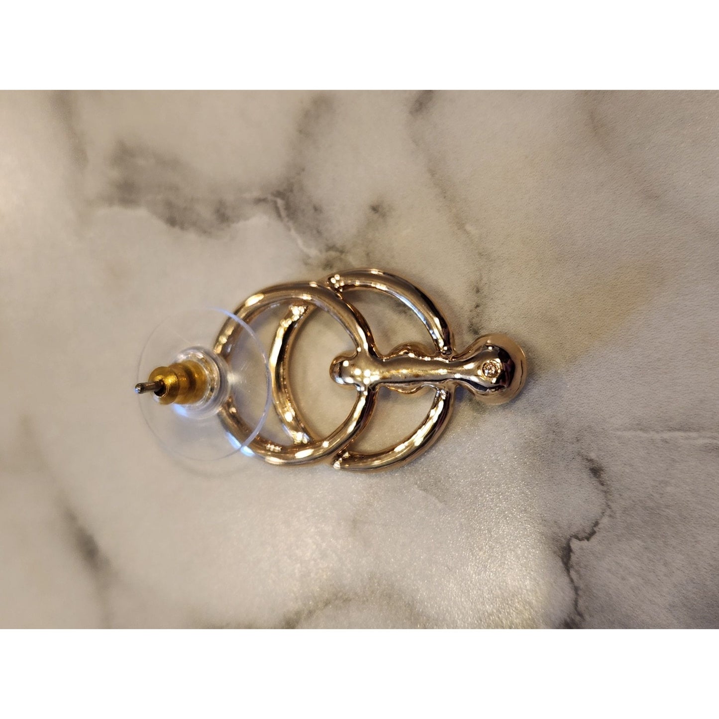 Anne Klein Gold-Tone Double Circle Earrings With Clear Crystal Accents