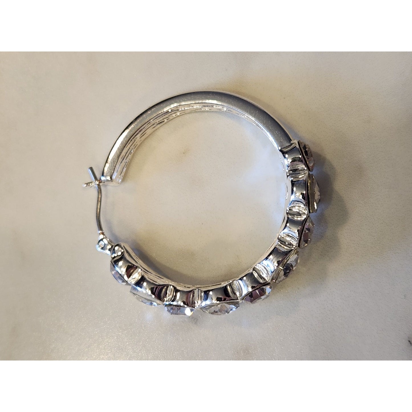 Gloria Vanderbilt Silver-Tone Rhinestone Hoop Earrings