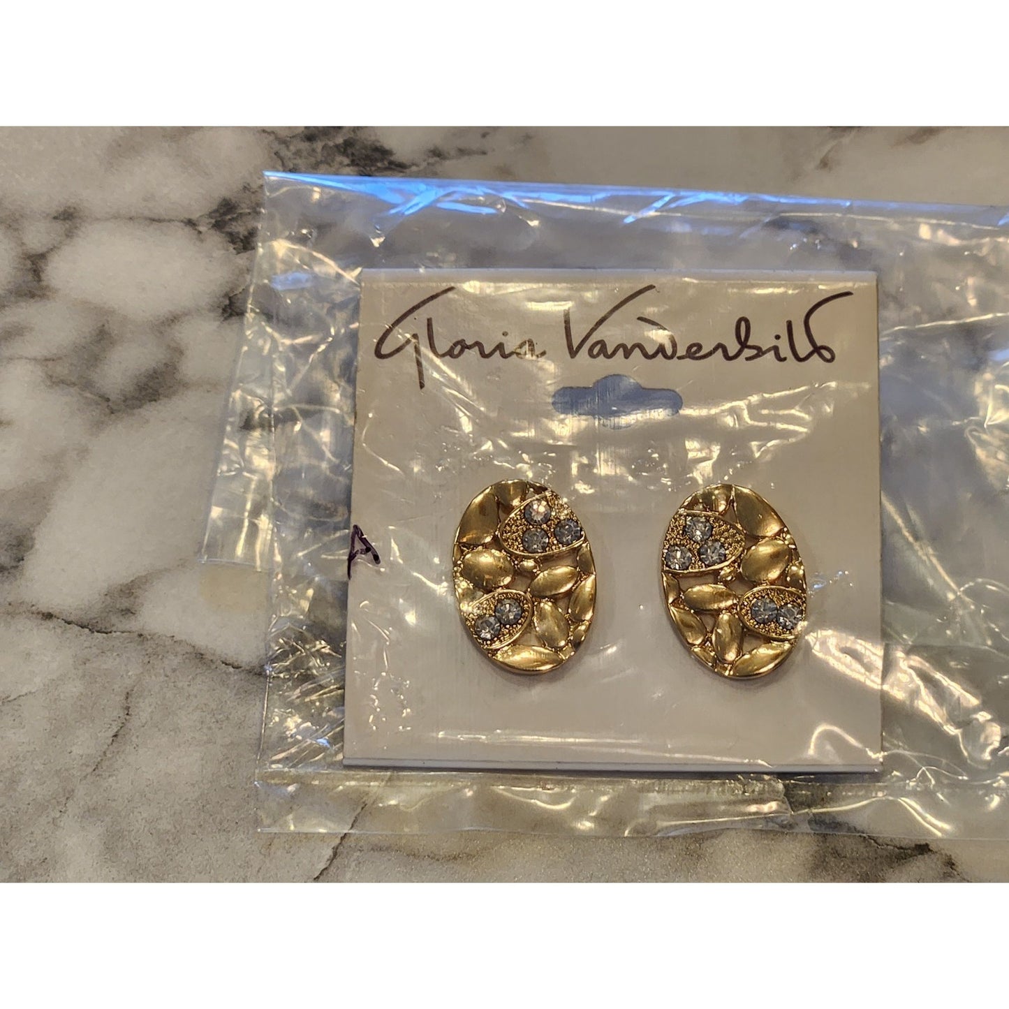 Gloria Vanderbilt Gold-Tone Oval Stud Earrings With Rhinestone Accents