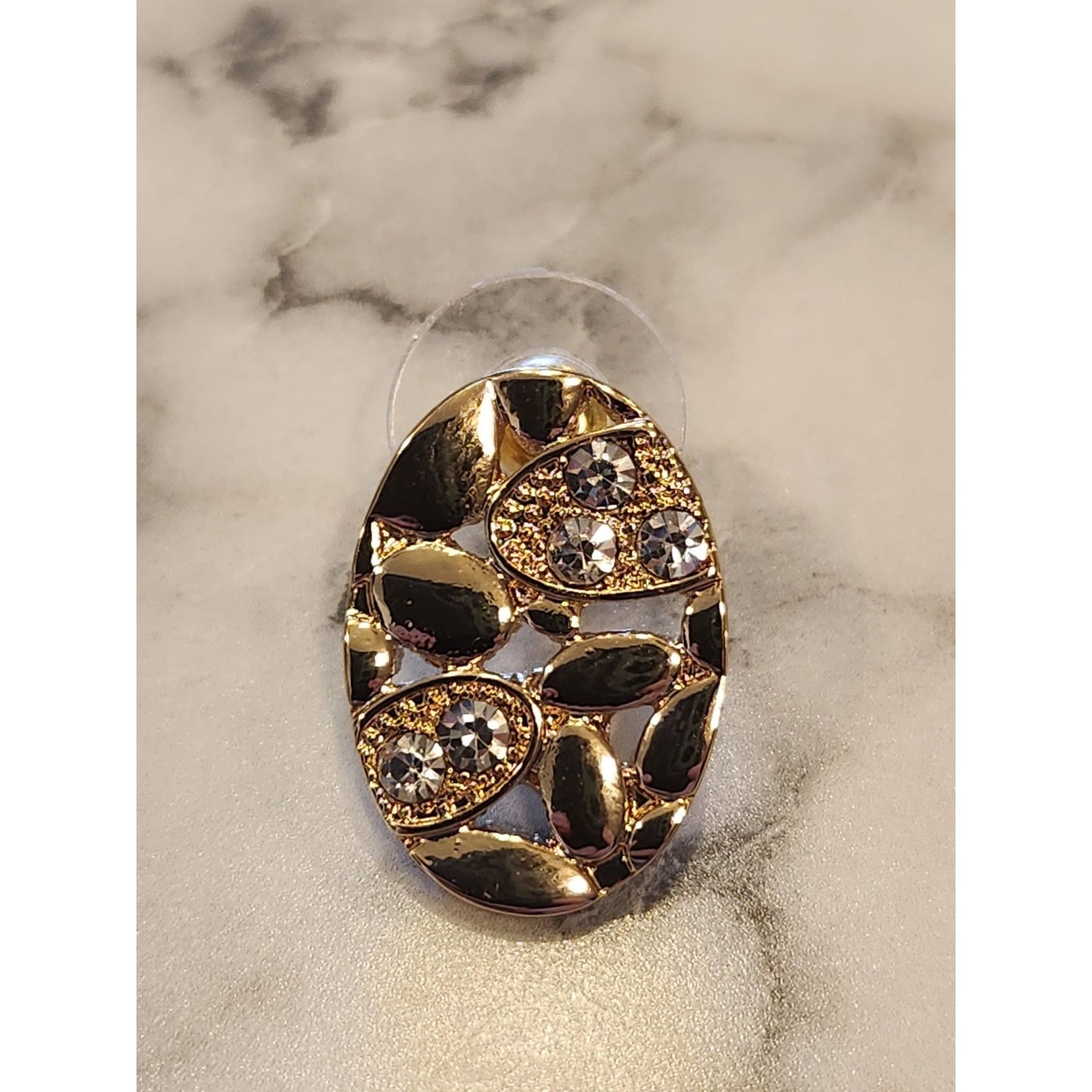 Gloria Vanderbilt Gold-Tone Oval Stud Earrings With Rhinestone Accents