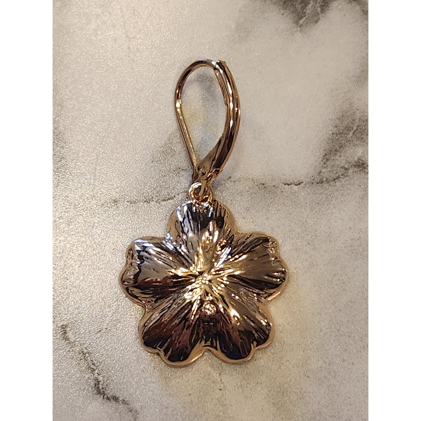 Napier Yellow Flower Leverback Earrings With Rhinestone Accents