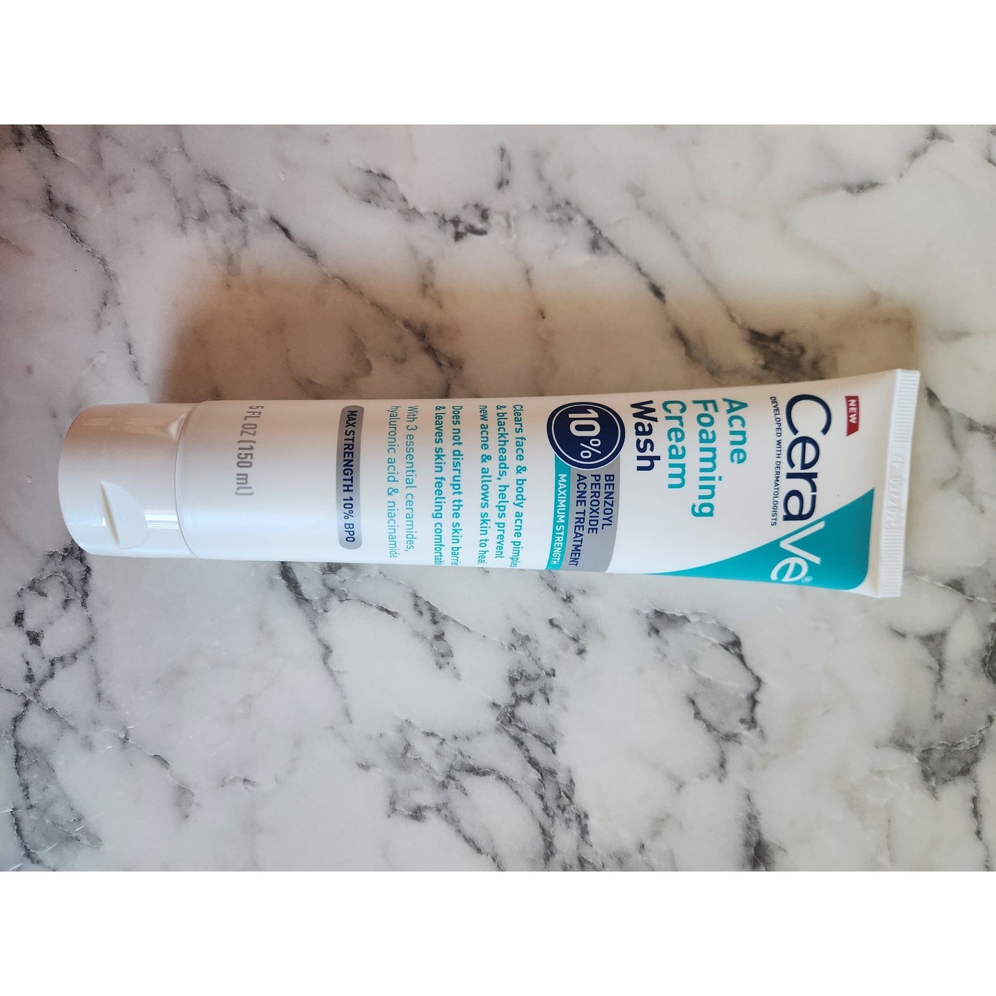 CeraVe Acne Foaming Cream Wash 10% Benzoyl Peroxide Acne Treatment 5oz