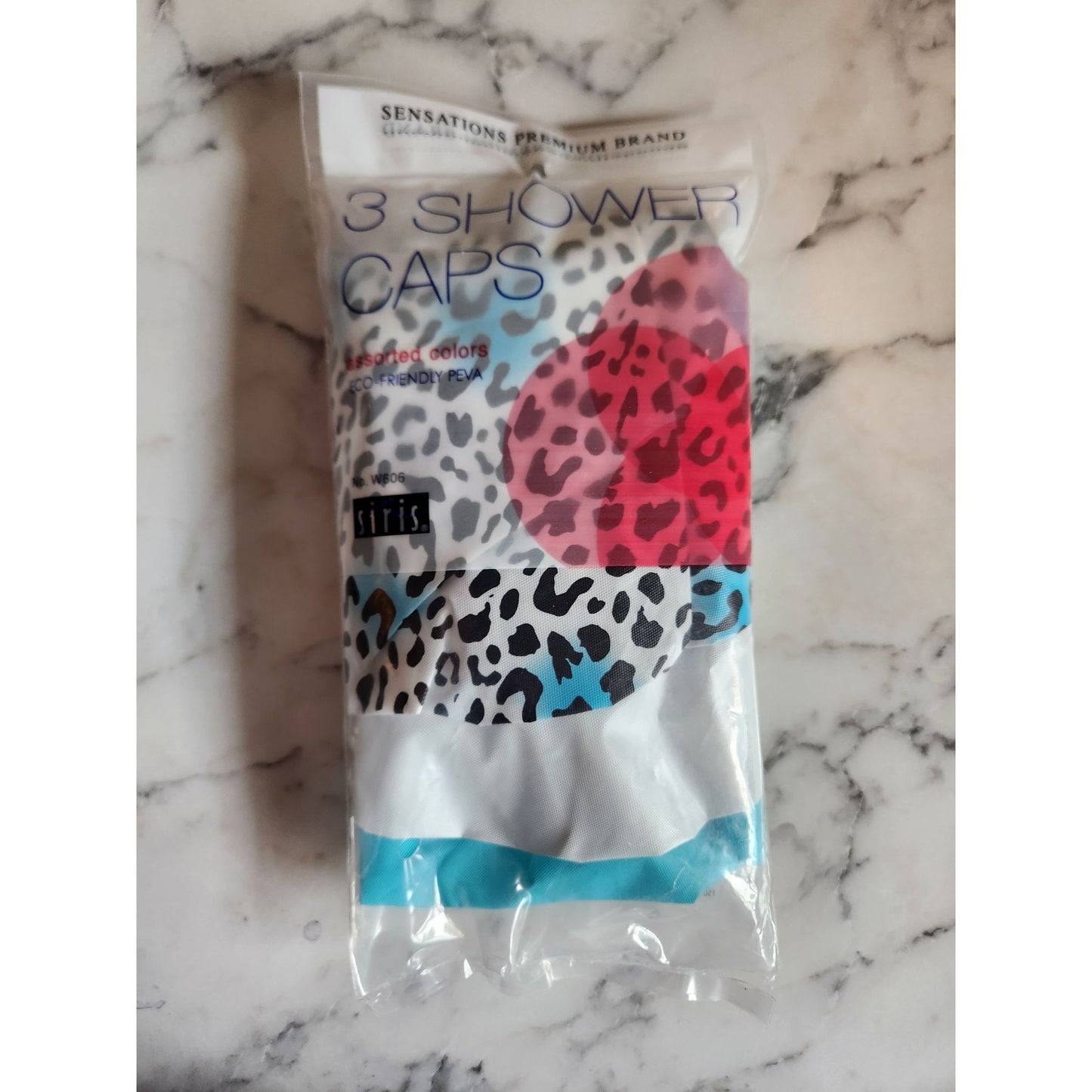3 Shower Caps Eco-Friendly PEVA Waterproof Durable Sensations Premium Brand