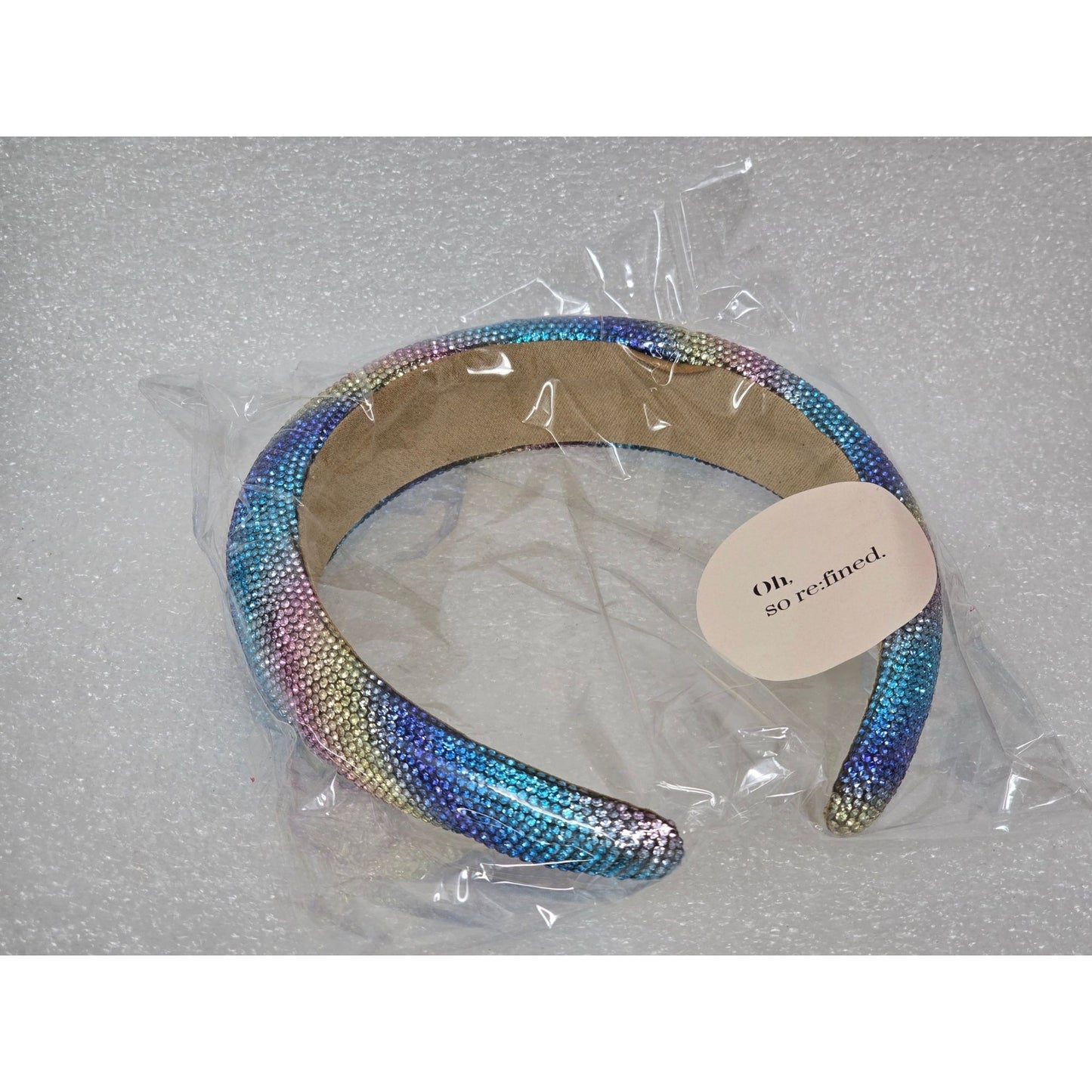 Oh So Refined Multicolor Rhinestone Embellished Padded Headband Women's Rainbow