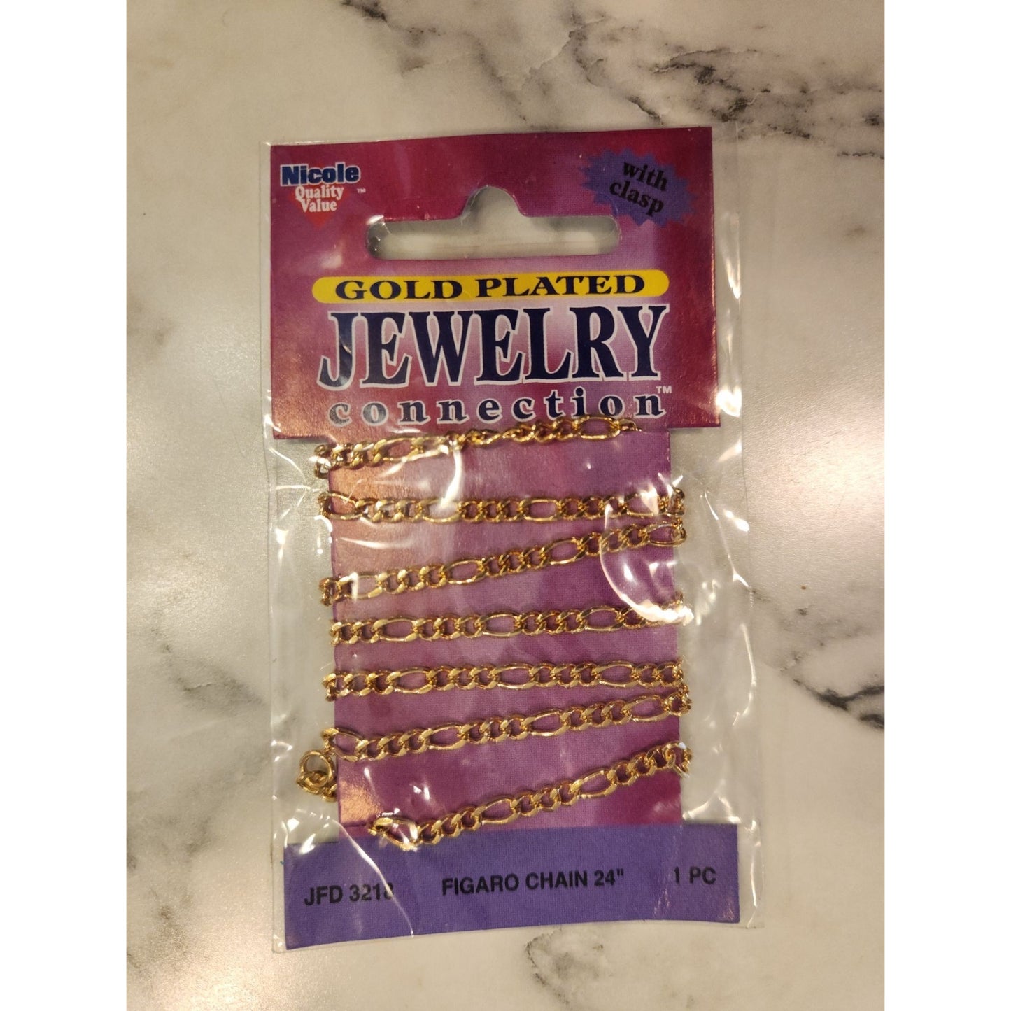 Nicole Gold Plated Figaro Chain Necklace 24"