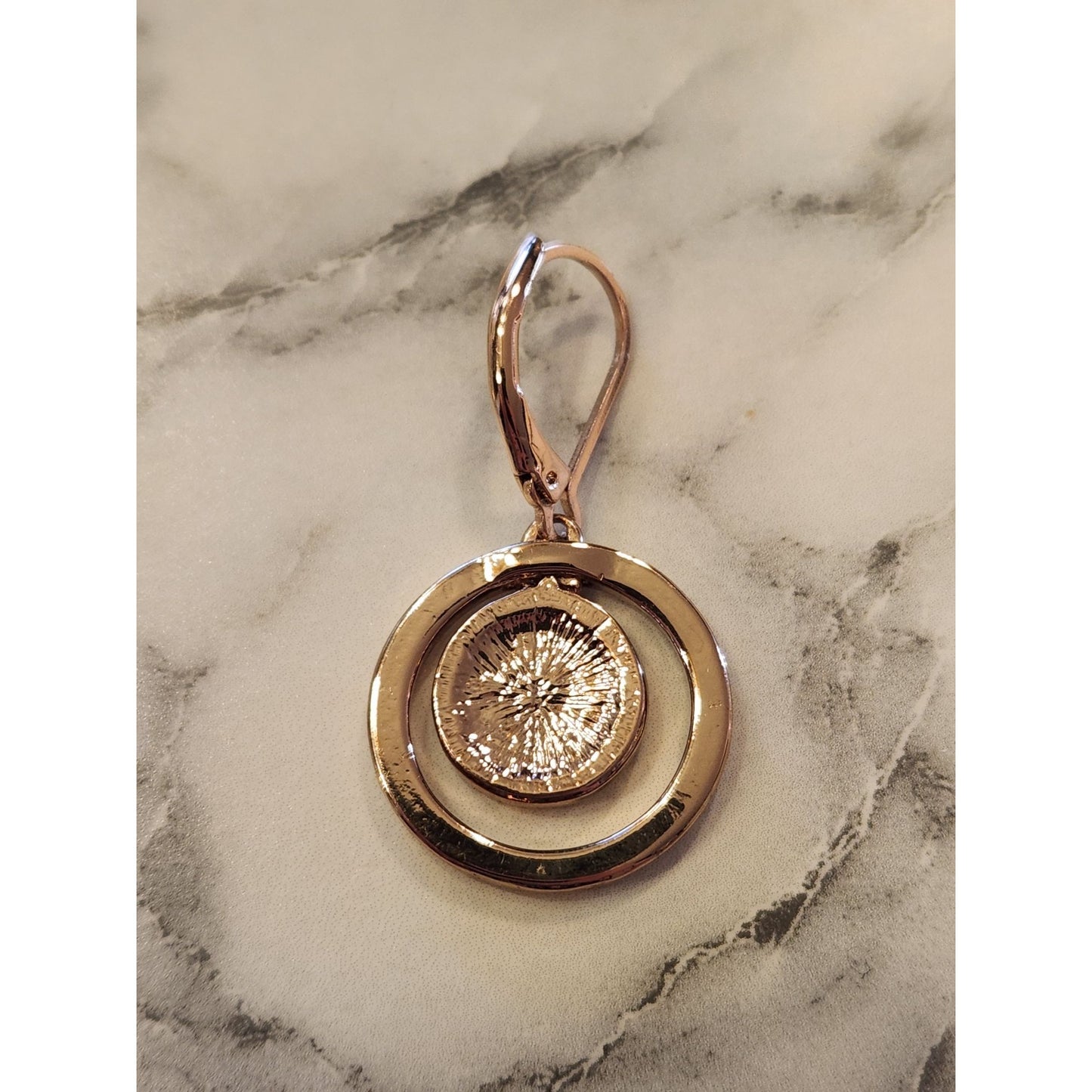 Dana Buchman Rose Gold Tone & Crystal Accent Hoop Drop Earrings With Lever Back