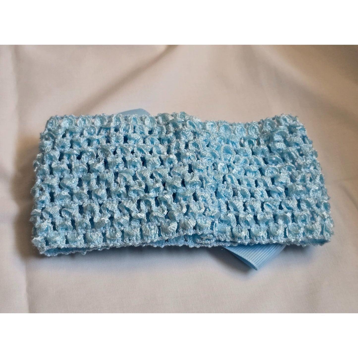 Baby Blue Crochet Headband With Bow