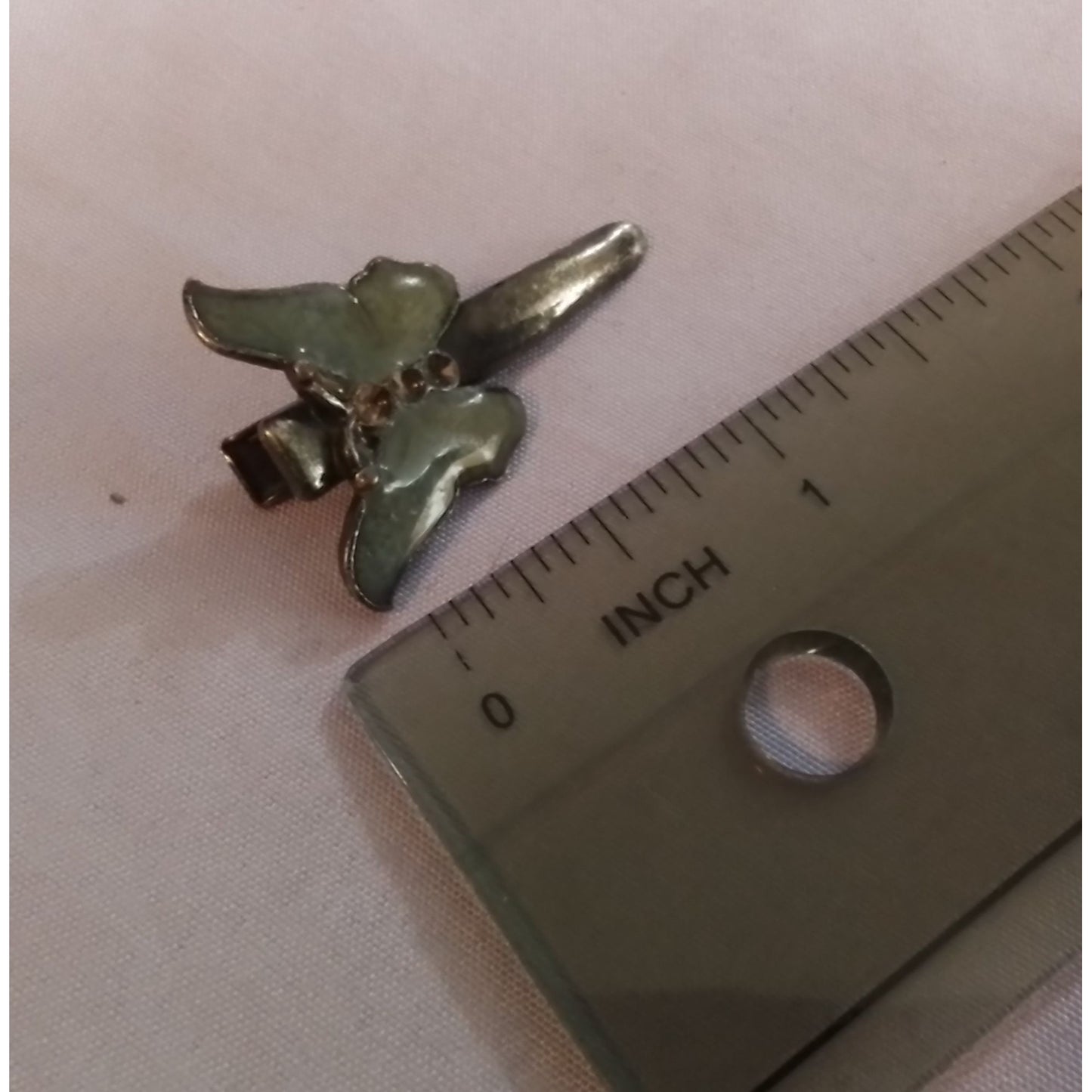 Vintage Enamel Butterfly Hair Barrette Clip Green