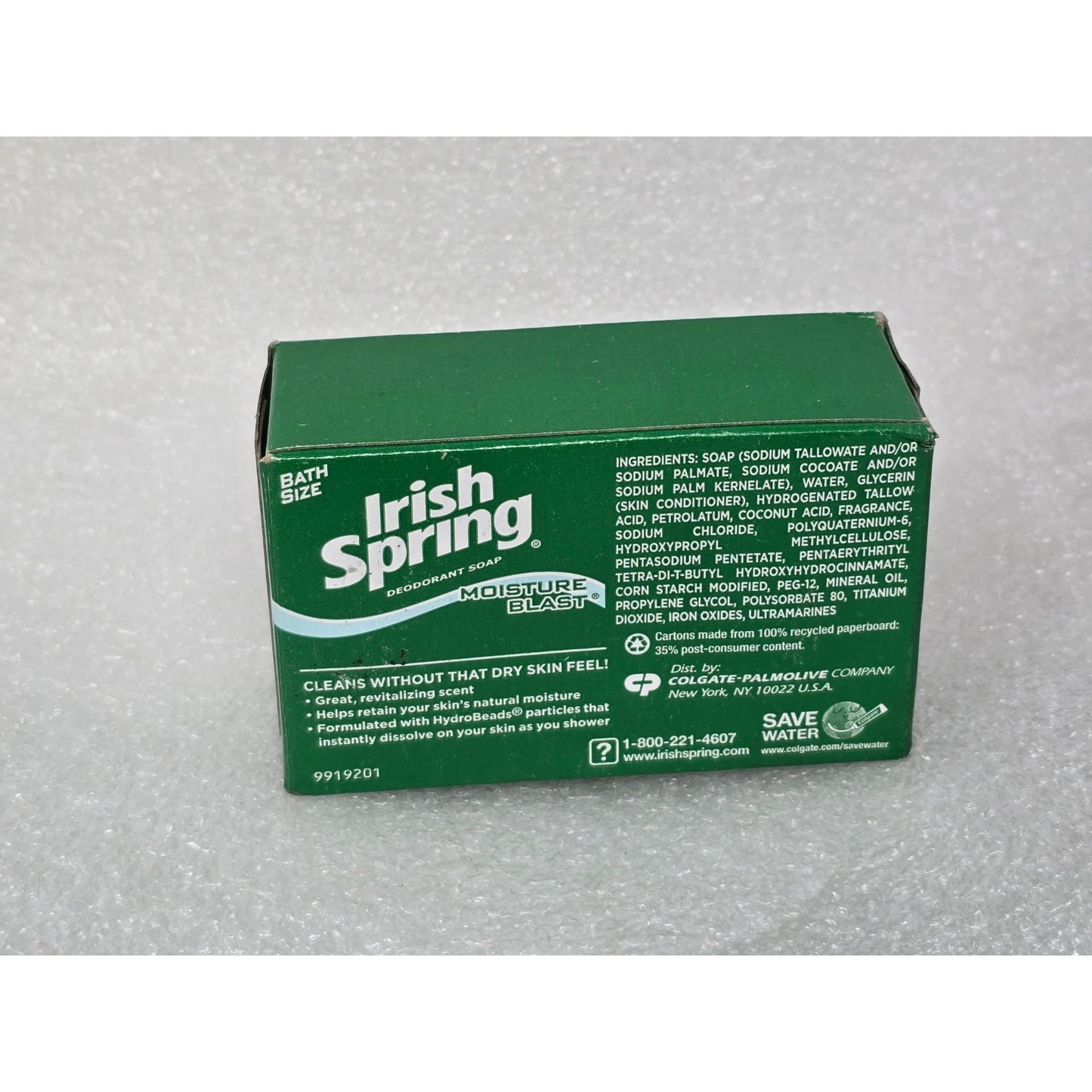 Irish Spring Moisture Blast Bar Soap 3.75 Oz Bath Size Deodorant Soap