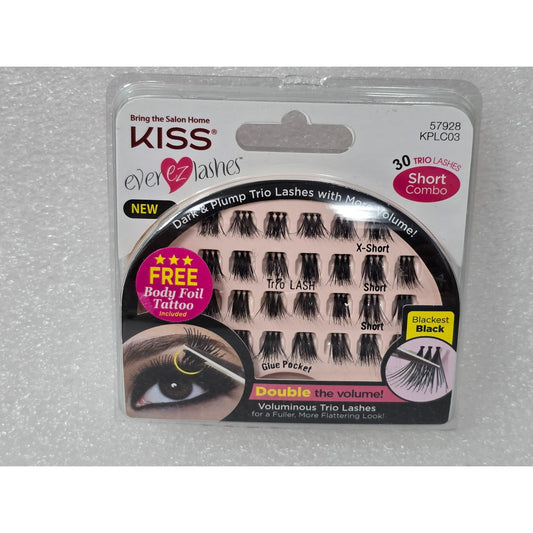 Kiss Ever Ez Lashes Trio Pack With Free Body Foil Tattoo Short Combo