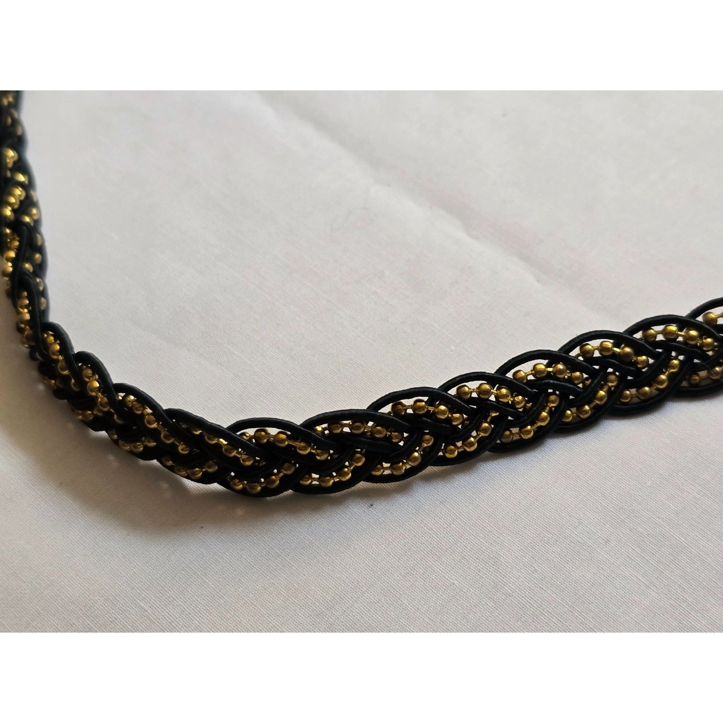 Claires Braided Black & Gold Elastic Hair Headband