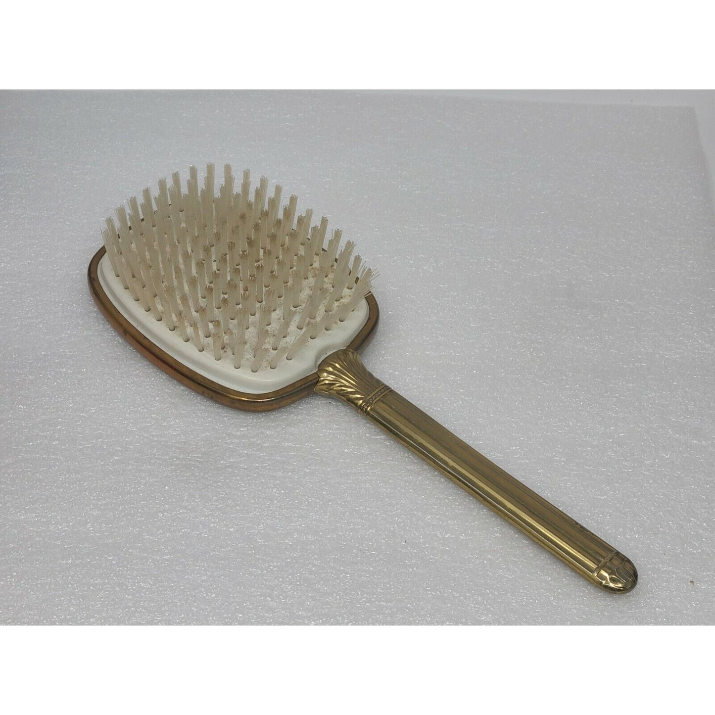 Vintage Vanity Hair Brush Yellow Floral Gold Tone Flowers