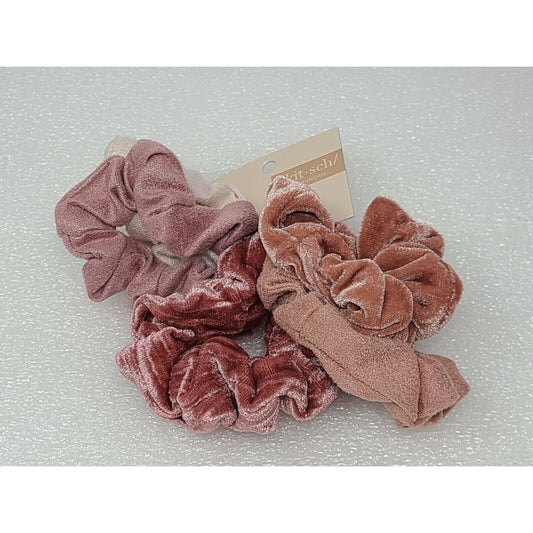 KITSCH Velvet Scrunchies Set of 5 Blush / Mauve Hair Ponytail