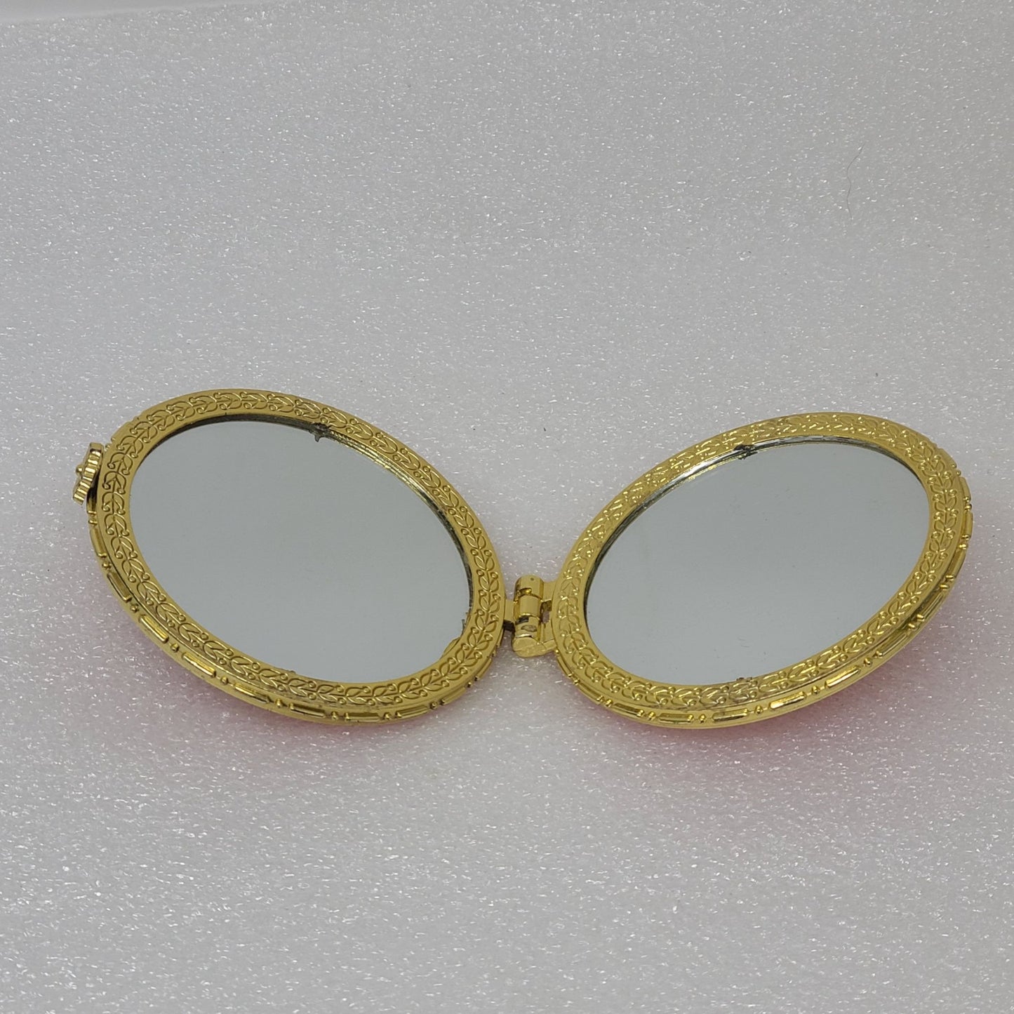 Peony Embroidered Hand Purse Mirror Compact Red