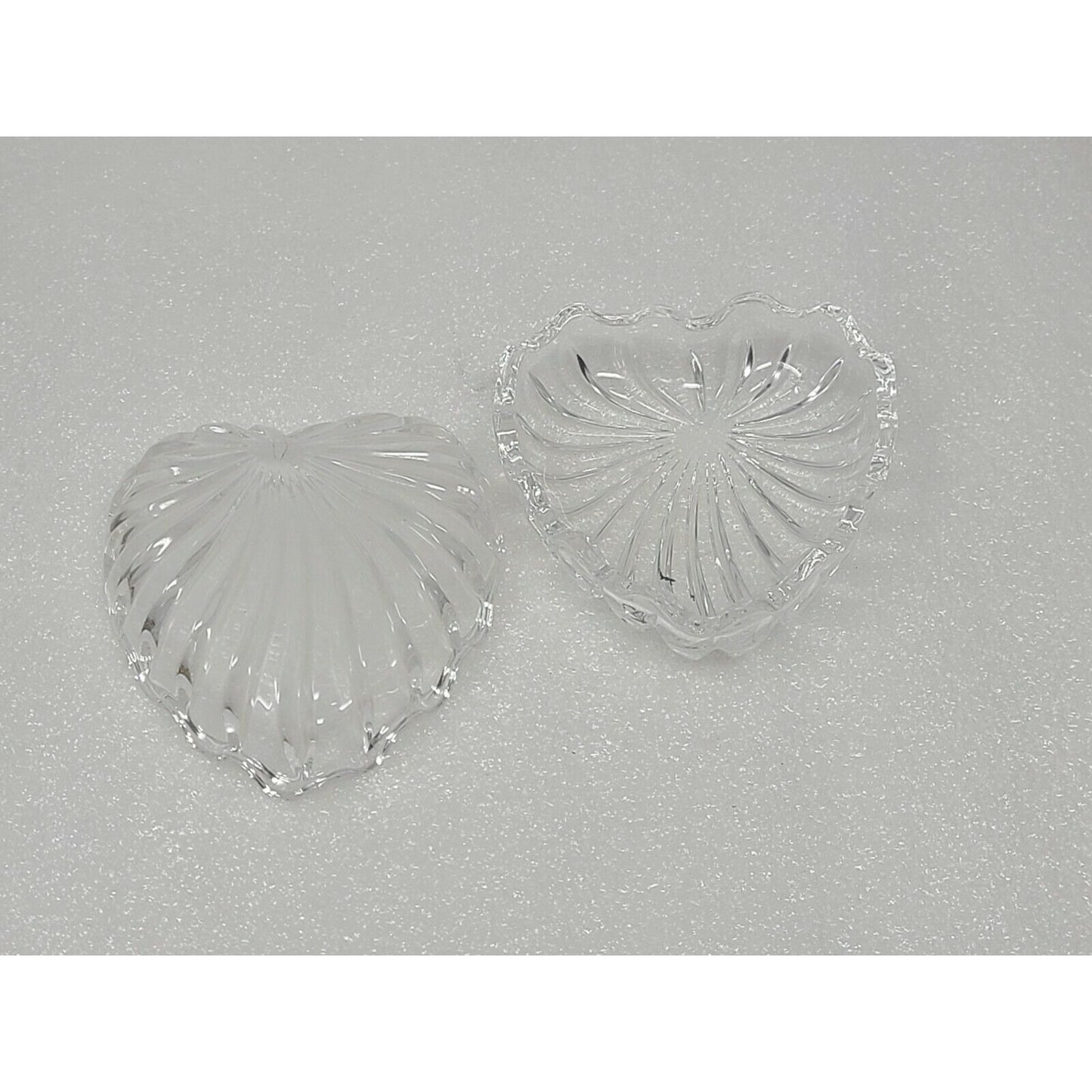 Vintage Crystal Trinket Jewelry Box Heart Shaped Candy Dish