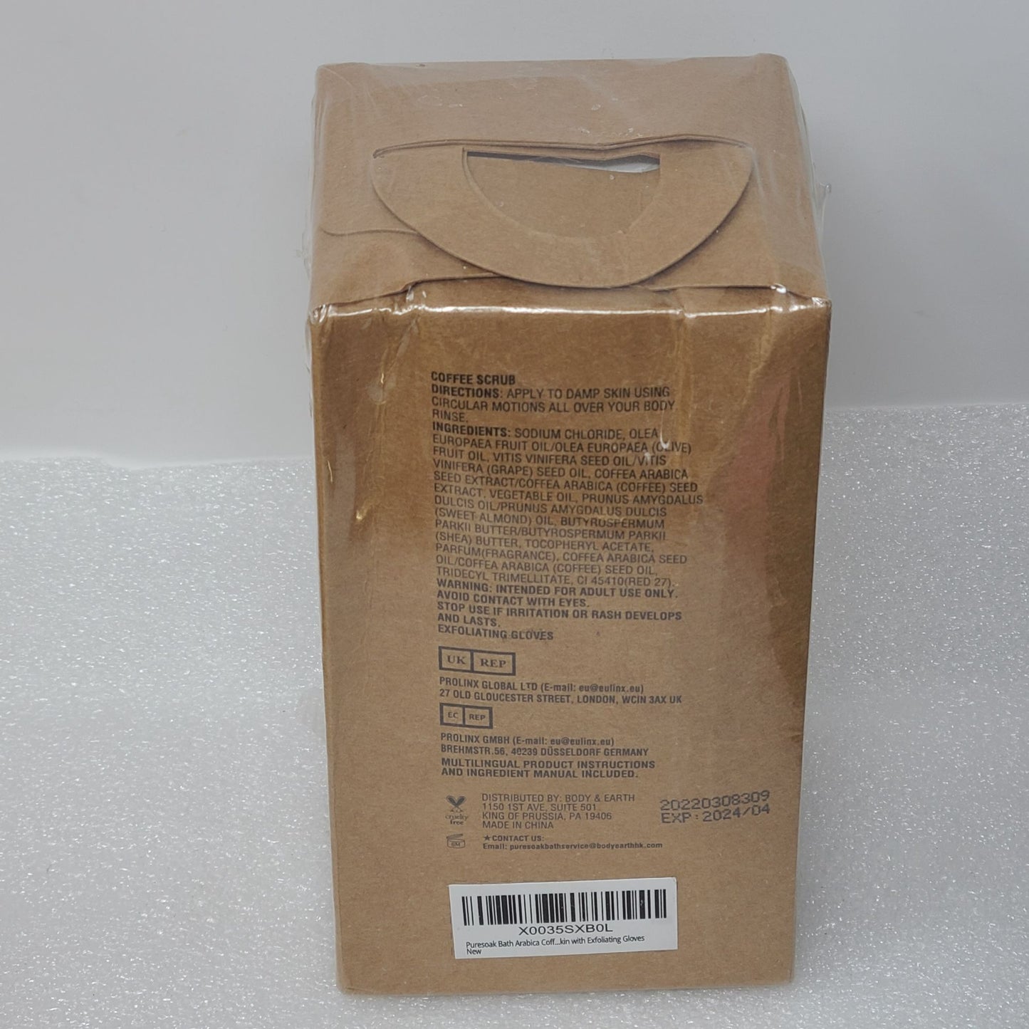 Puresoak Coffee Scrub with Exfoliating Gloves