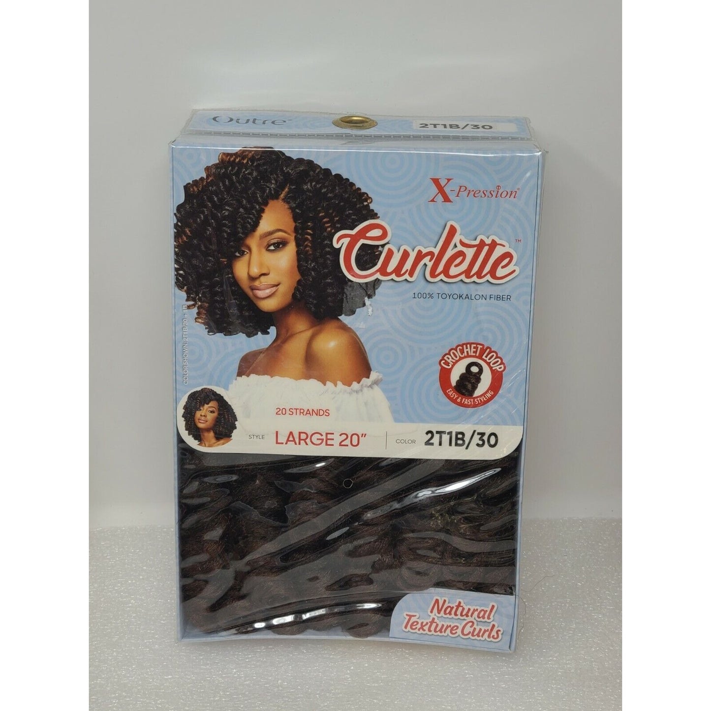 X-Pression Curlette Toyokalon Fiber Large 20" Hair Strands 2T1B/30 Natural