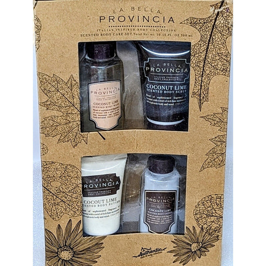 La Bella Provincia Coconut Lime Body Care Gift Set Wash Scrub Butter Lotion