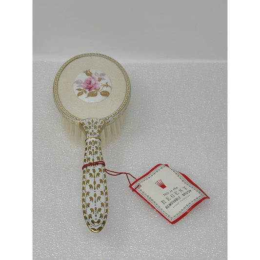 This is The Regent Removable Hair Brush Vanity White Lace / Pink Rose Gold Tone