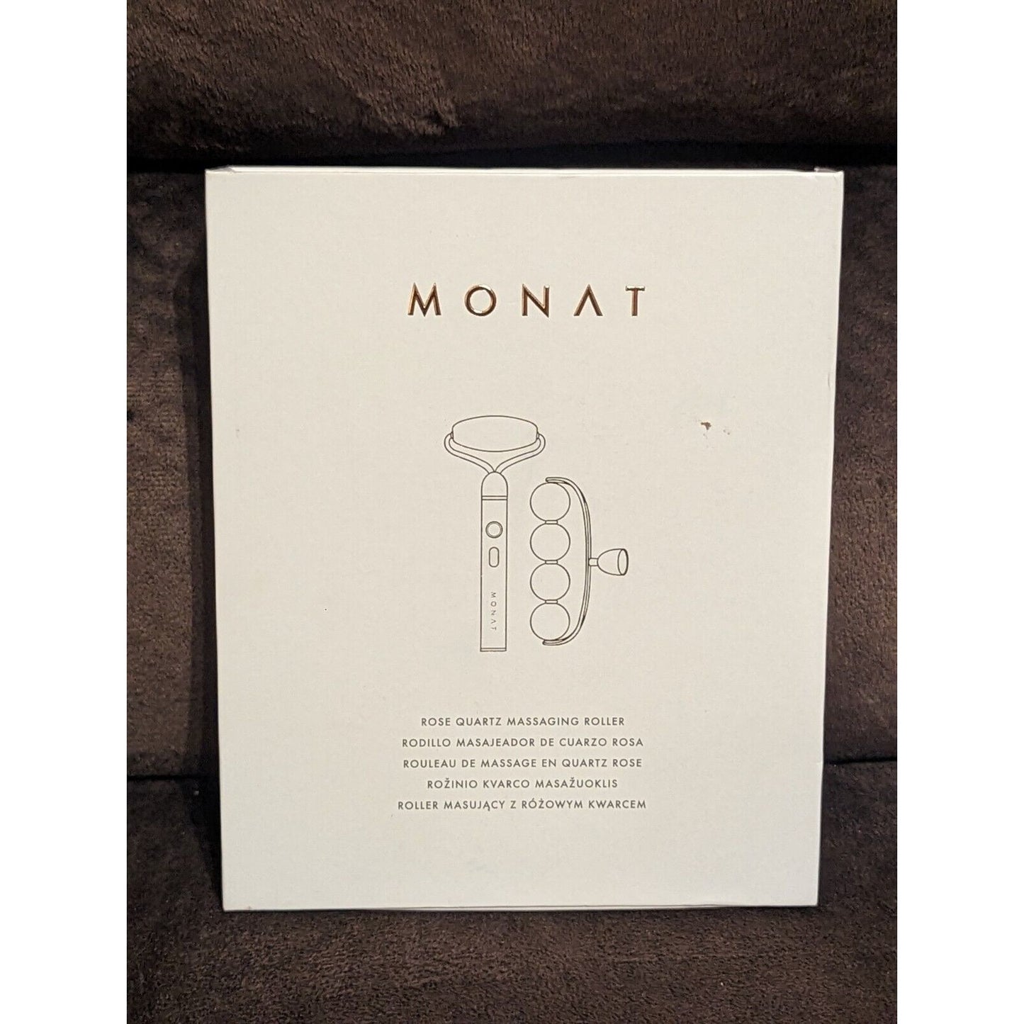 Monat Press & De-stress Rose Quartz Massaging Roller Face Body USB Rechargeable