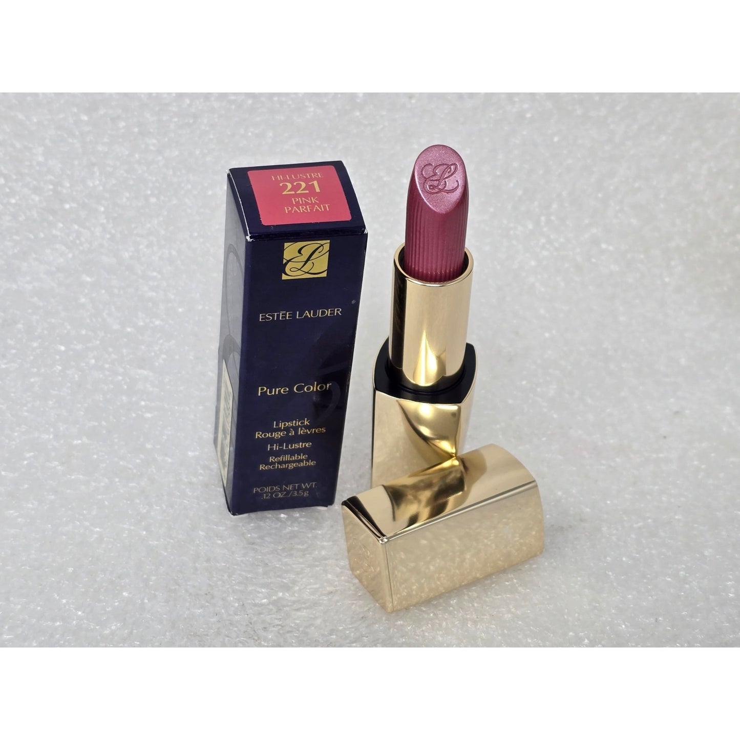 Estée Lauder Pure Color Hi-Lustre Lipstick 221 Pink Parfait Refillable New