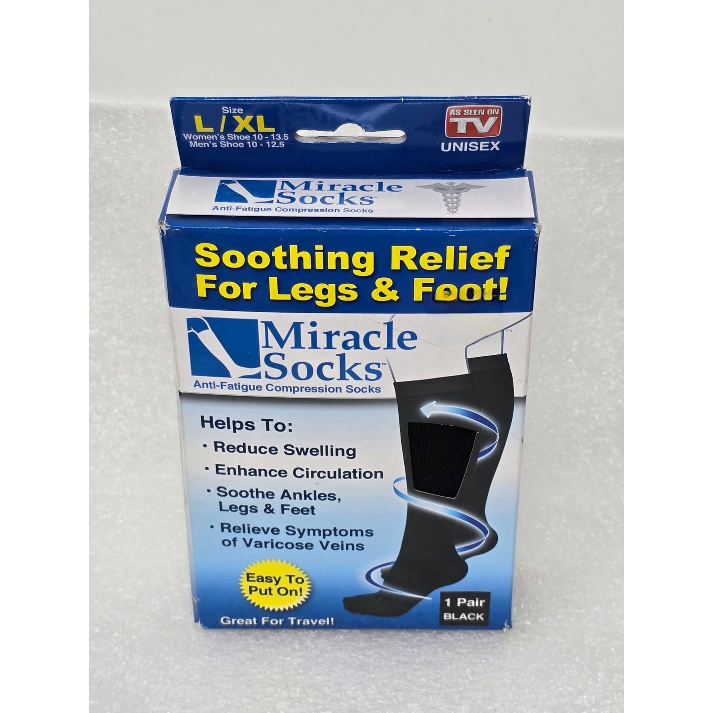 Miracle Socks Anti-Fatigue Compression Socks L/XL Unisex Black