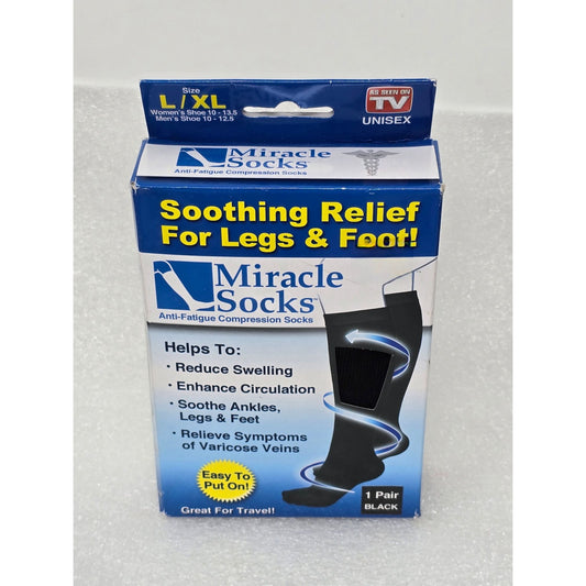 Miracle Socks Anti-Fatigue Compression Socks L/XL Unisex Black