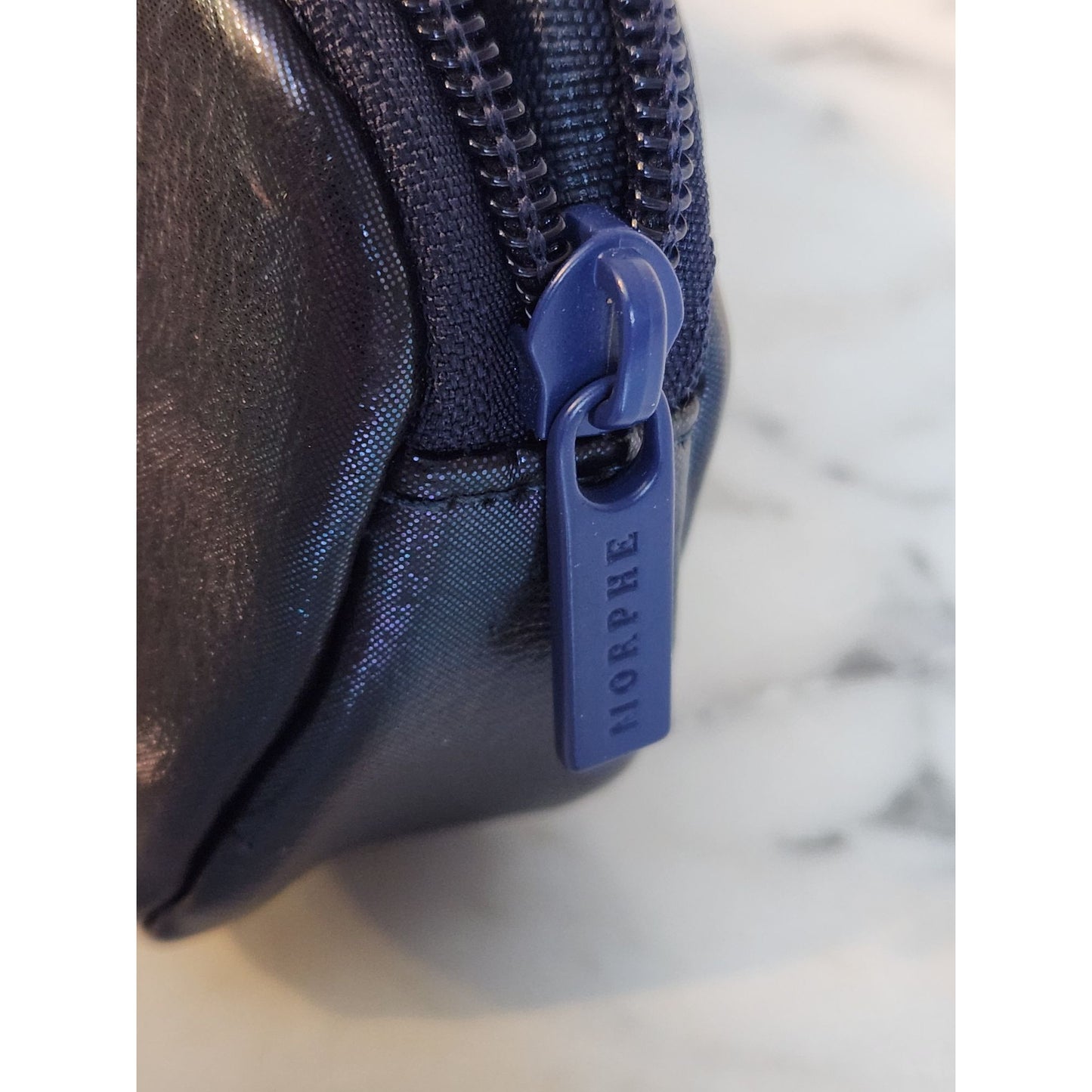 Morphe Navy Blue 6-Piece Makeup Brush Set With Faux Leather Zipper Bag