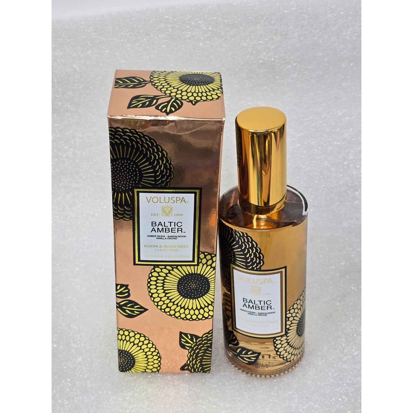 Voluspa Baltic Amber Room & Body Mist 3.4 Oz Japonica Collection With Box