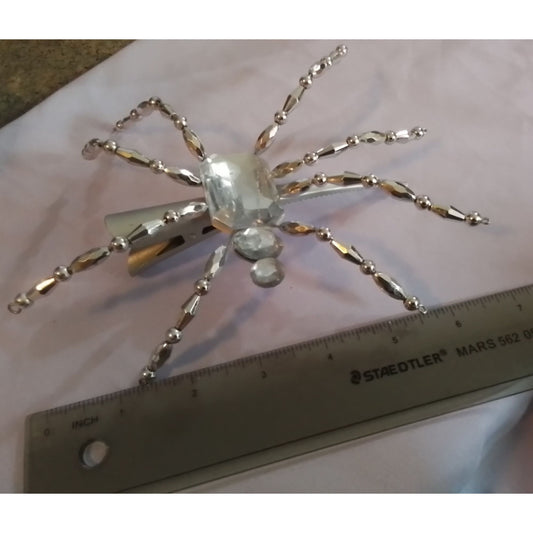 Crystal & Silver Tone Spider Hair Barrette Clip Large