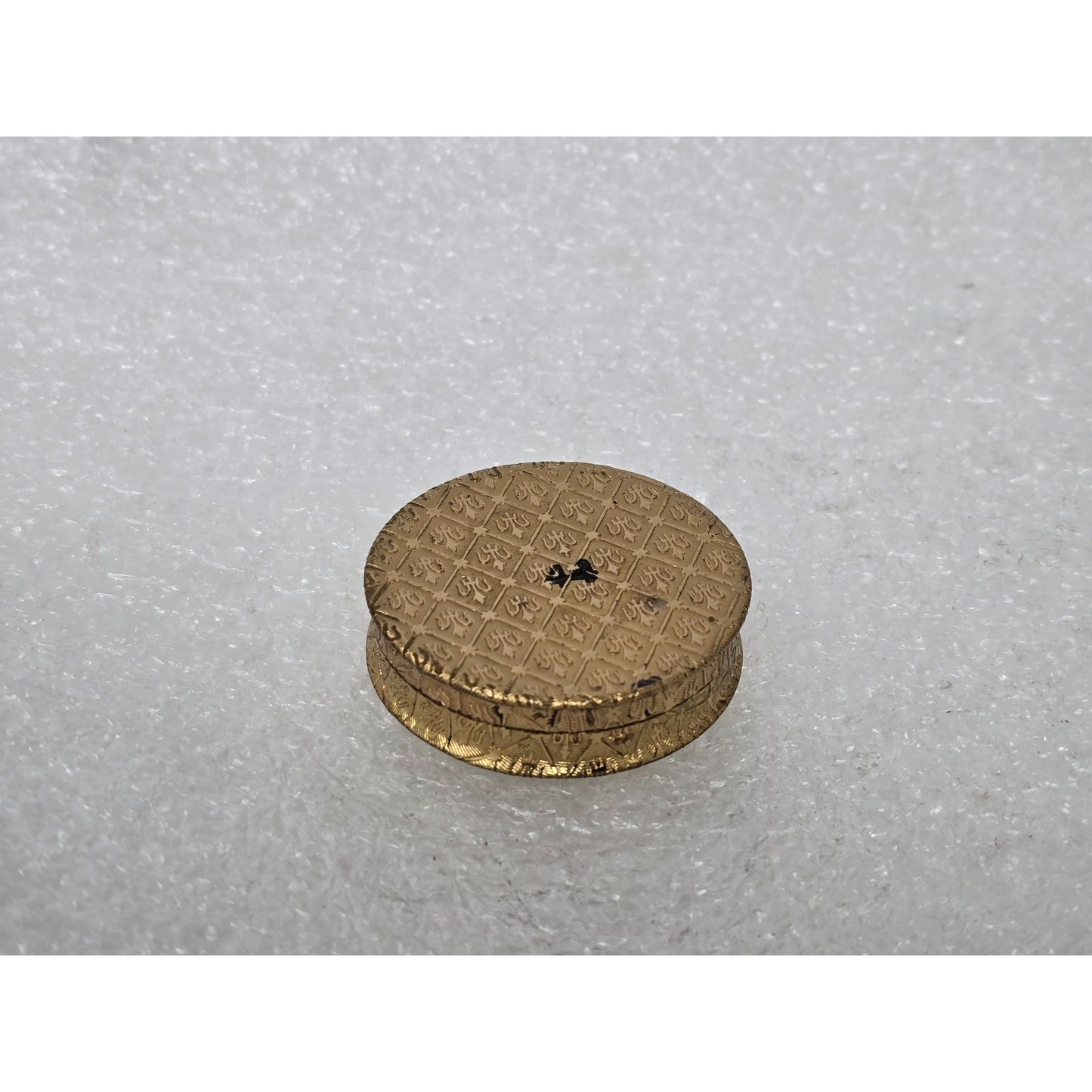 Vintage Estee Lauder Gold Tone Compact Pill Box Mother of Pearl Lid Ornate
